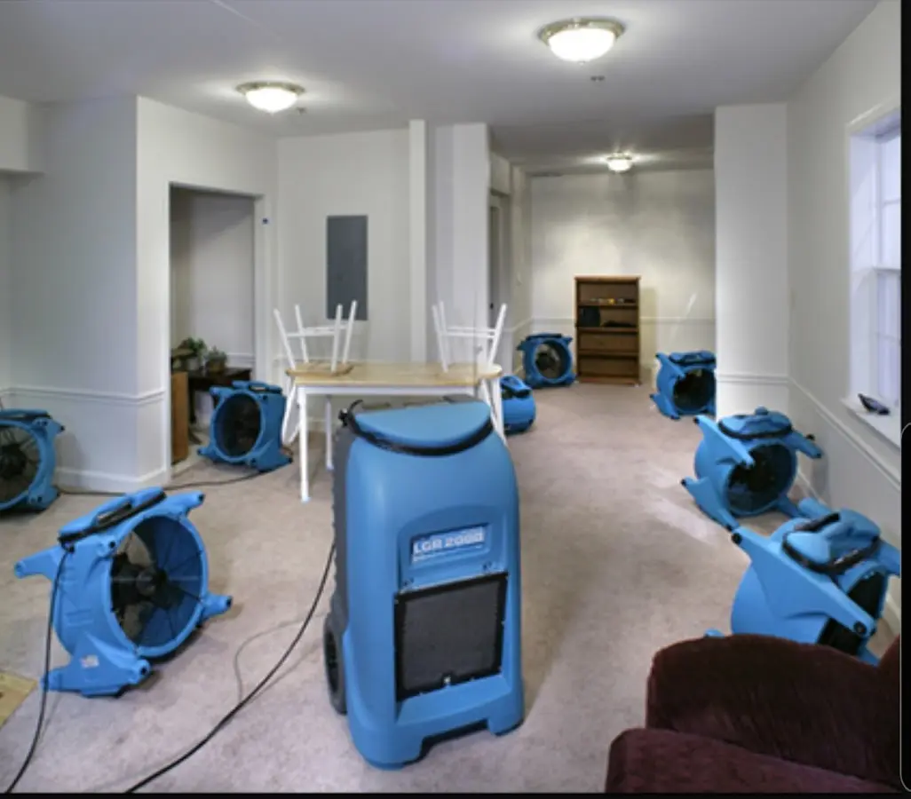 Air movers and dehumidifier setup for Water Extraction & Removal in Hardeeville